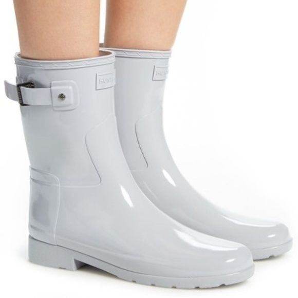 Hunter Shoes - NEW Hunter Refined Short Rain Boots Glossy Gray 8